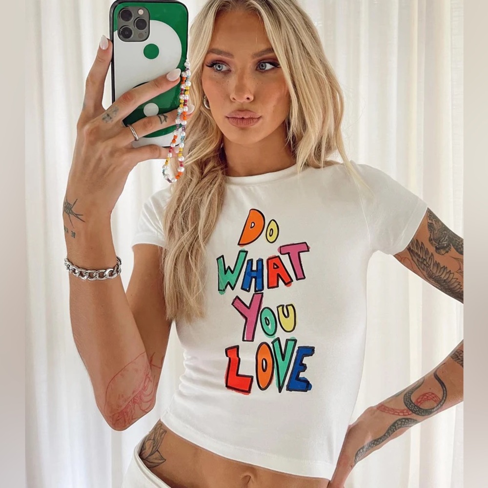 Princess Polly White Crop Top Vibrant Design